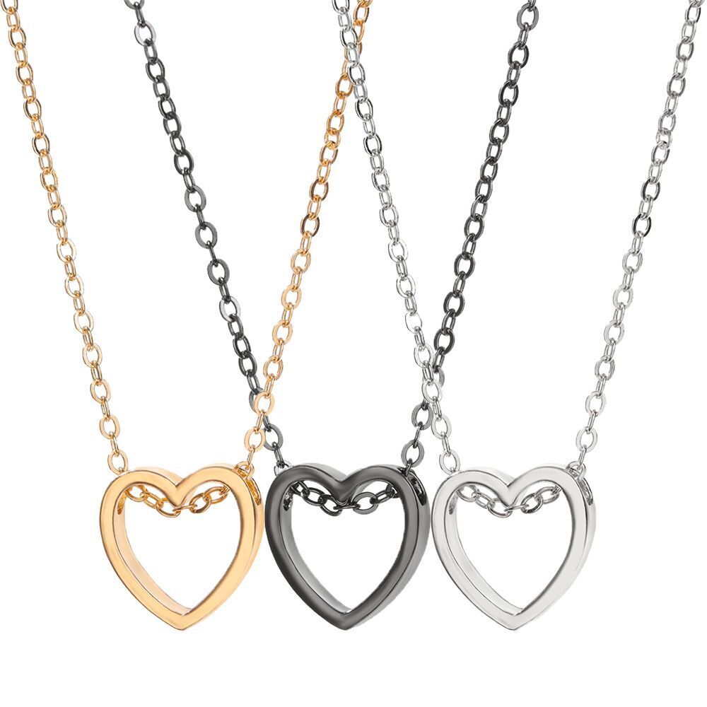 Gift Choker Jewelry LOVE Heart Pendant Charm Necklace Stainless Steel Chain