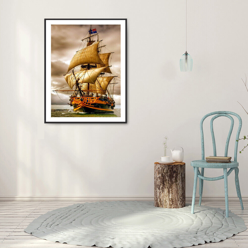 5D DIY Diamond Painting Ship Full Round Drill Mosaic Picture Kit Wall Arts