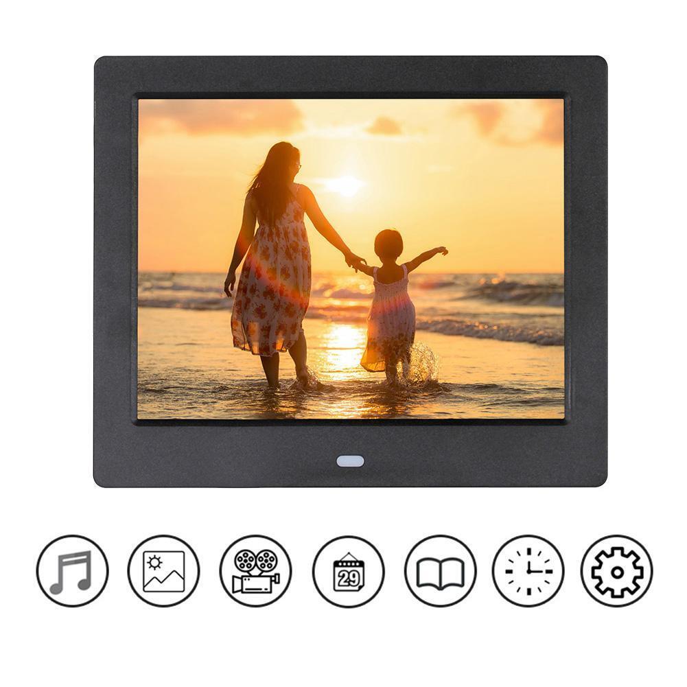 8 Inch Digital Photo Frame 1024x768 LED Movie Player Alarm Clock (Black EU)
