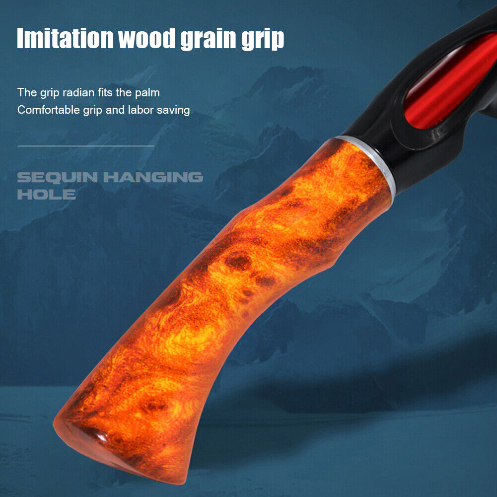 Ice Winter Fishing Rod Outdoor Feeder Wooden Handle Fishing Pole (Spinning)