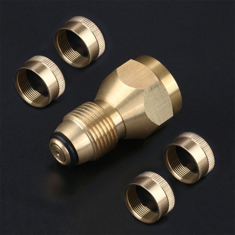 1LB Cylinder POL Tank Propane Refill Adapter Regulator Valve Connectors & 4 Caps