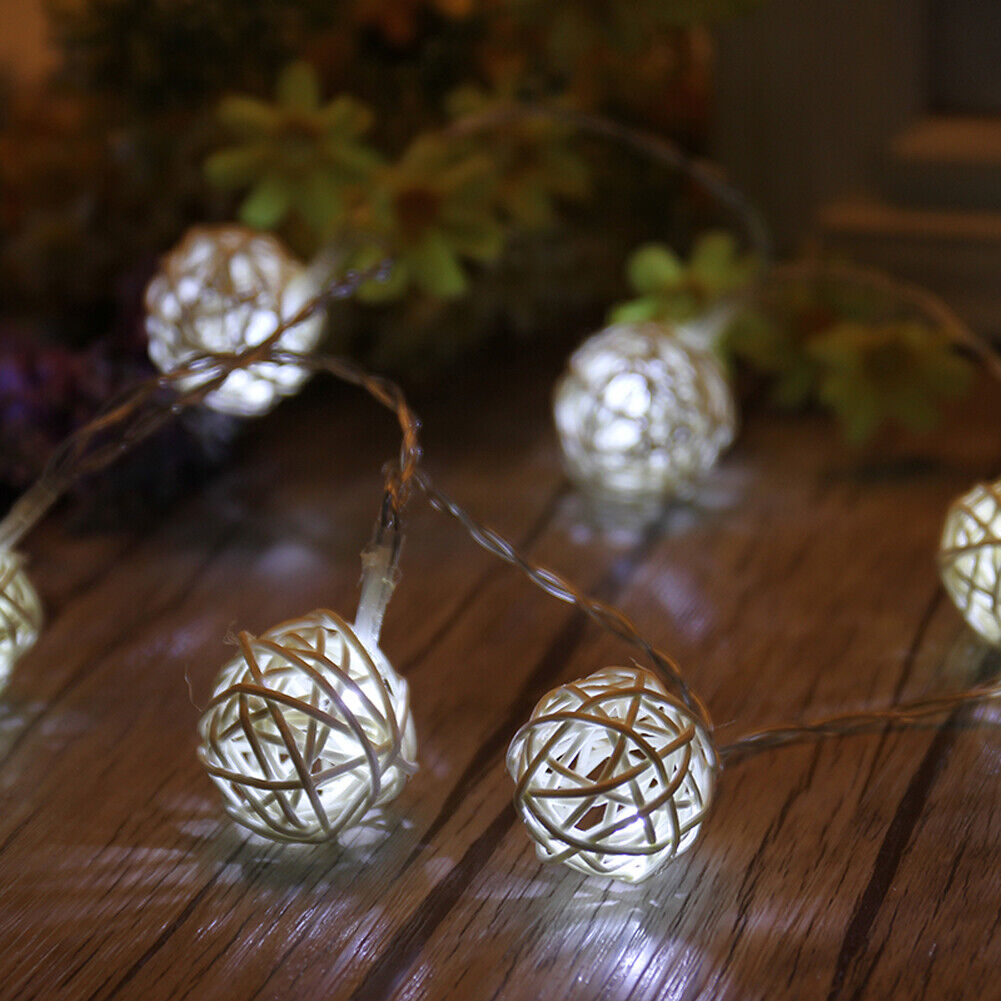 1.2M 10LED Rattan Ball LED String Lighting Wedding Party Curtain Light