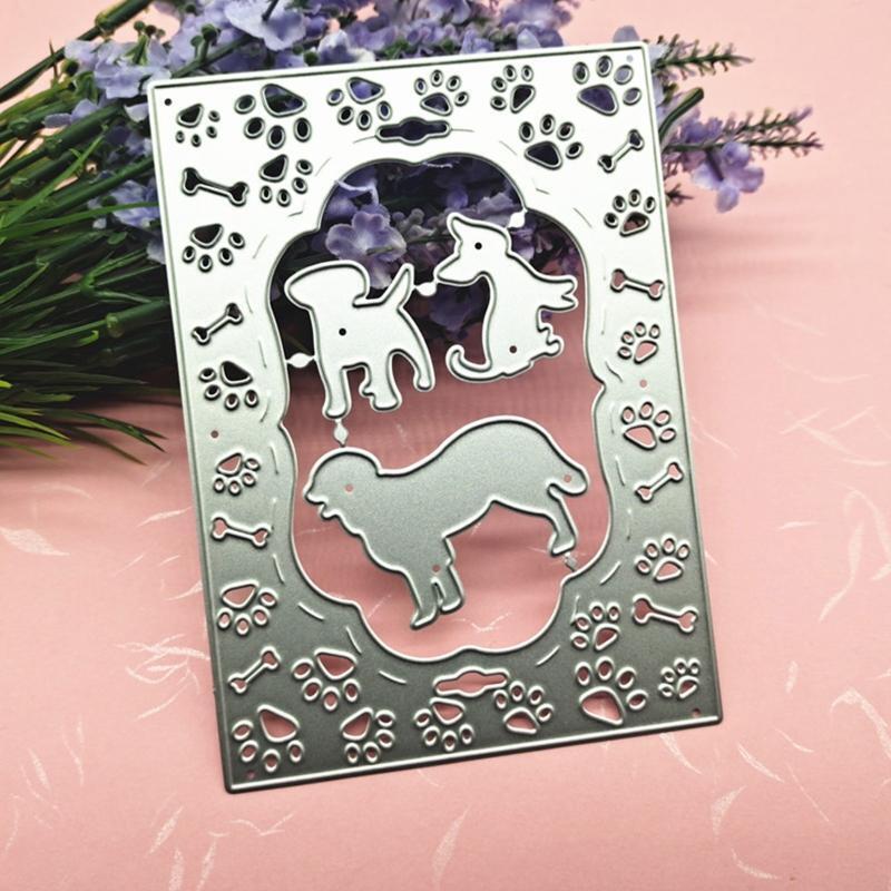 Cat Dog Bone Footprint Metal Cutting Dies Stencil Scrapbooking DIY Album Stamp