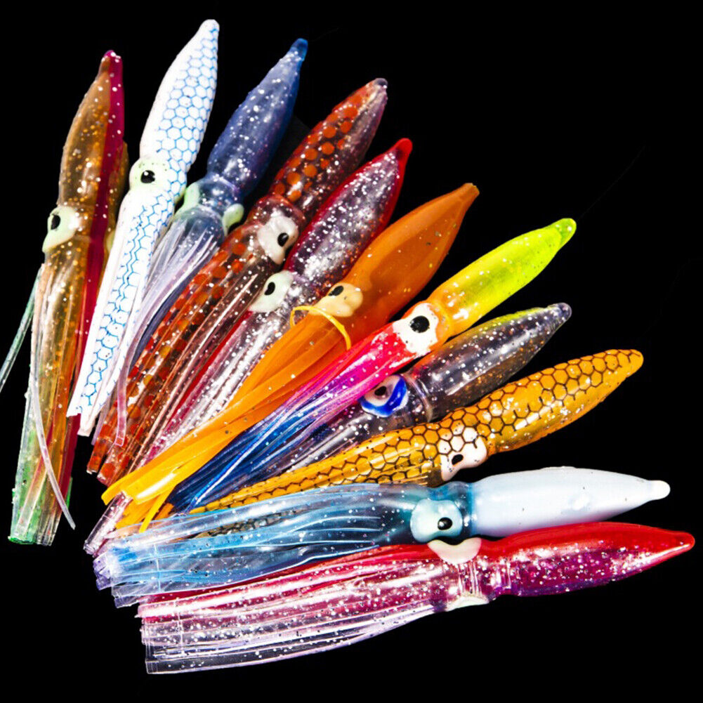 10pcs 8cm Squid Skirts Bionic Fishing Lures Crankbait Soft Swimbait Color