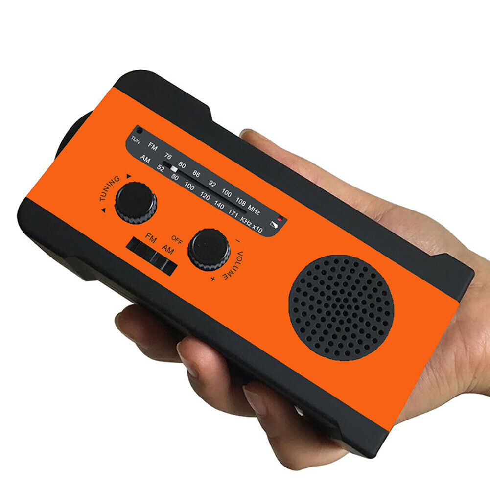 EU Version Solar Power Hand Cranked Phone Charge Flashlight Radio (Orange)