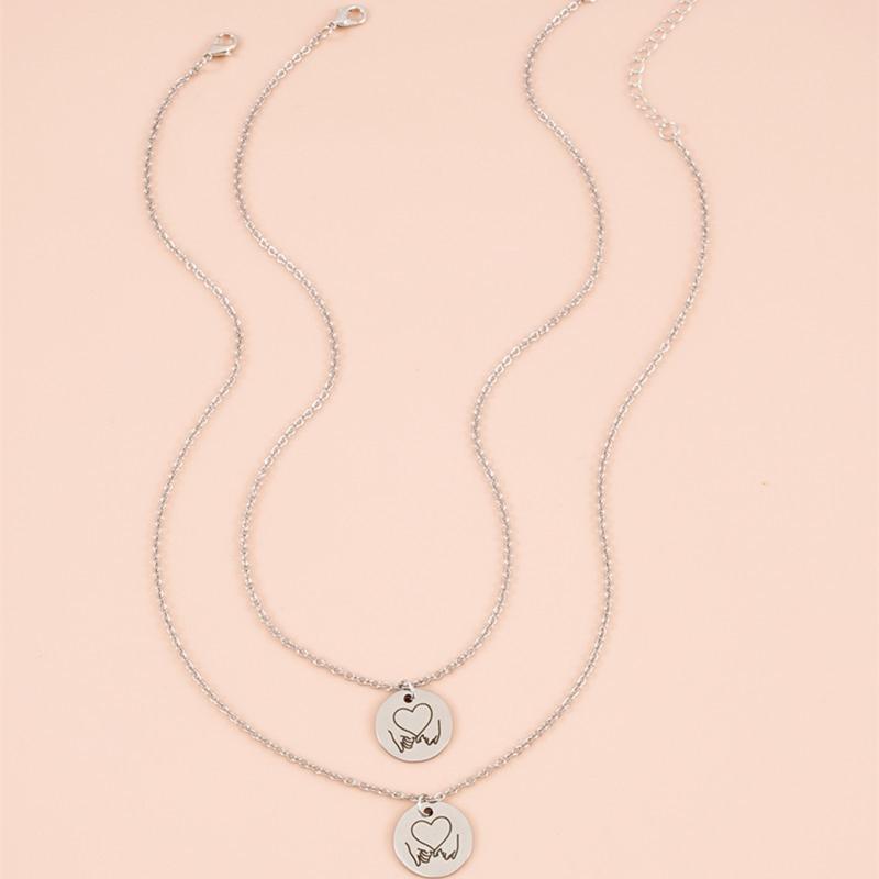 Korean Version Love Hook Round Card Couple Necklace Ins Cold Wind Simple Chain