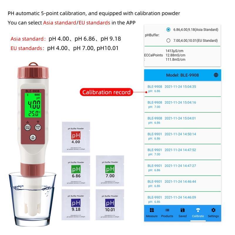 4 in 1 TDS/EC/PH/Temperature Tester Water Quality Monitor for Pools Hydroponics