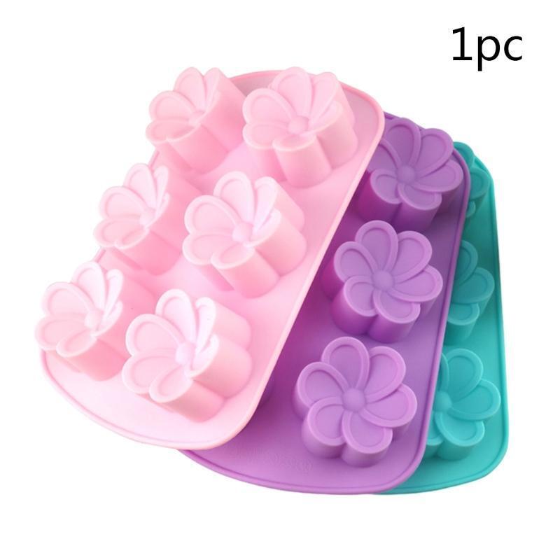 6 Cavities Silicone Material Plum Flowers Shapes Cake Moulds Candy Fondant Molds