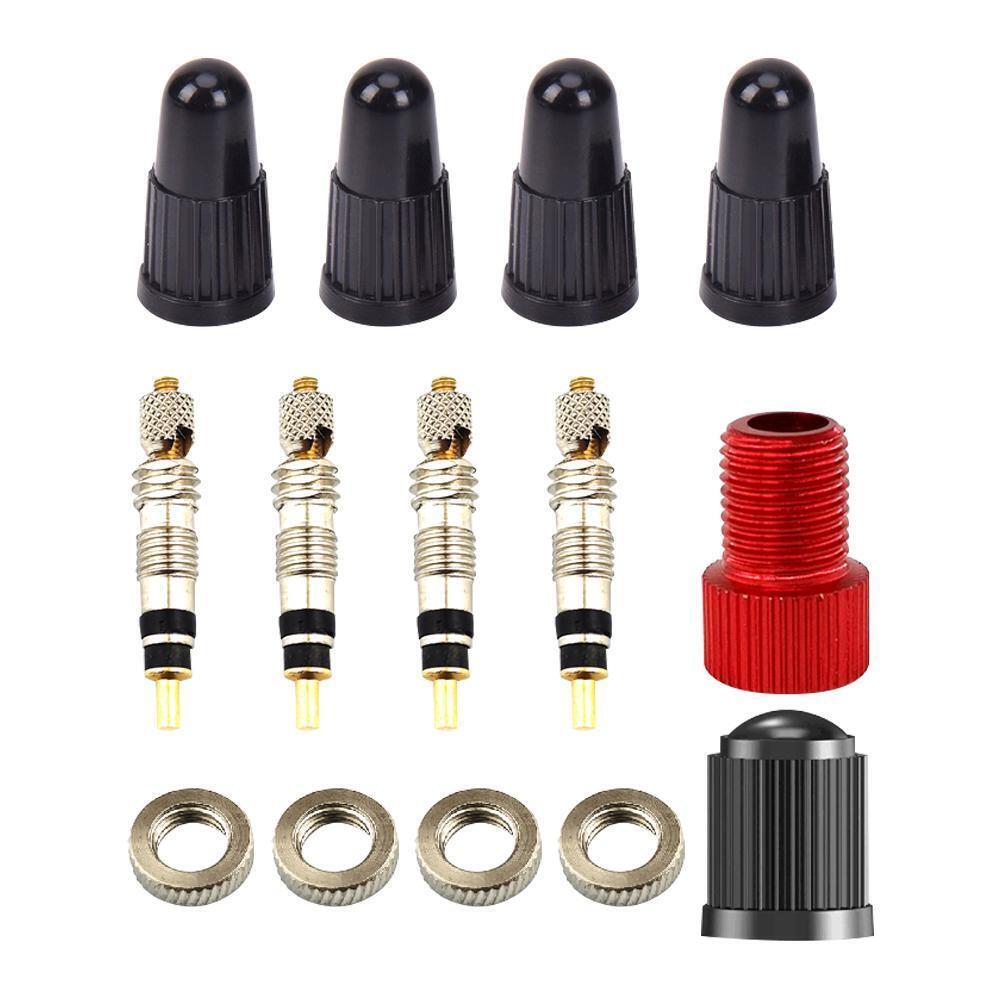 14 Pieces Presta Valve Core Tool Removable Tyre Adapter Kit Fit for Bicycle