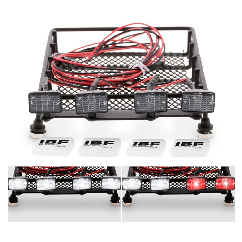 RC /10 Metal Roof Rack w/ Square LED Light for Axial SCX10 Rock Crawler Kits
