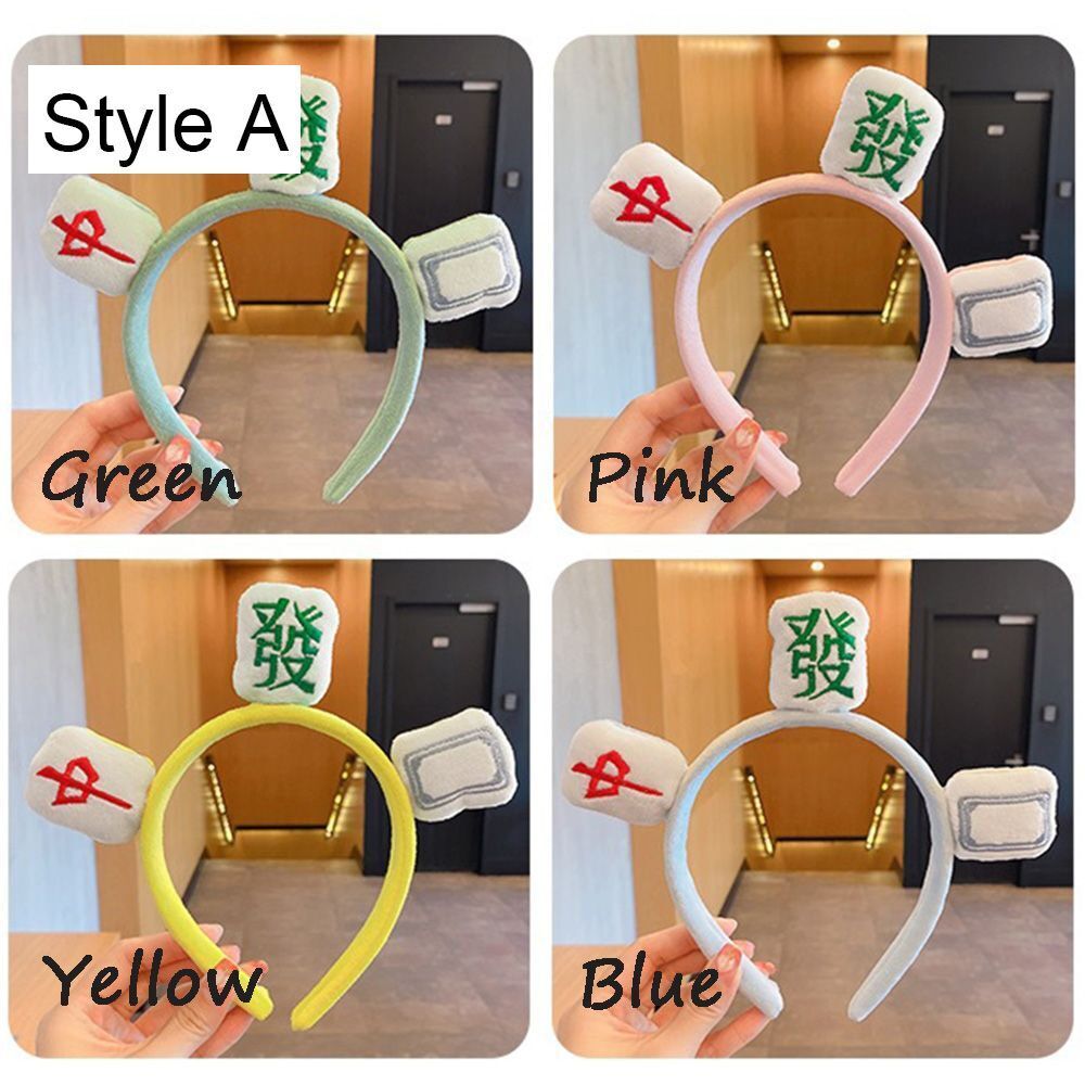 Cute Mahjong Hairband Hair Hoop Face Wash Tiara Make a Fortune Headdress