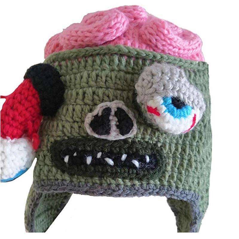 Funny Woolen Hat Scary Zombie Eyes Headgear Knitted Beanies for Outdoor Sports