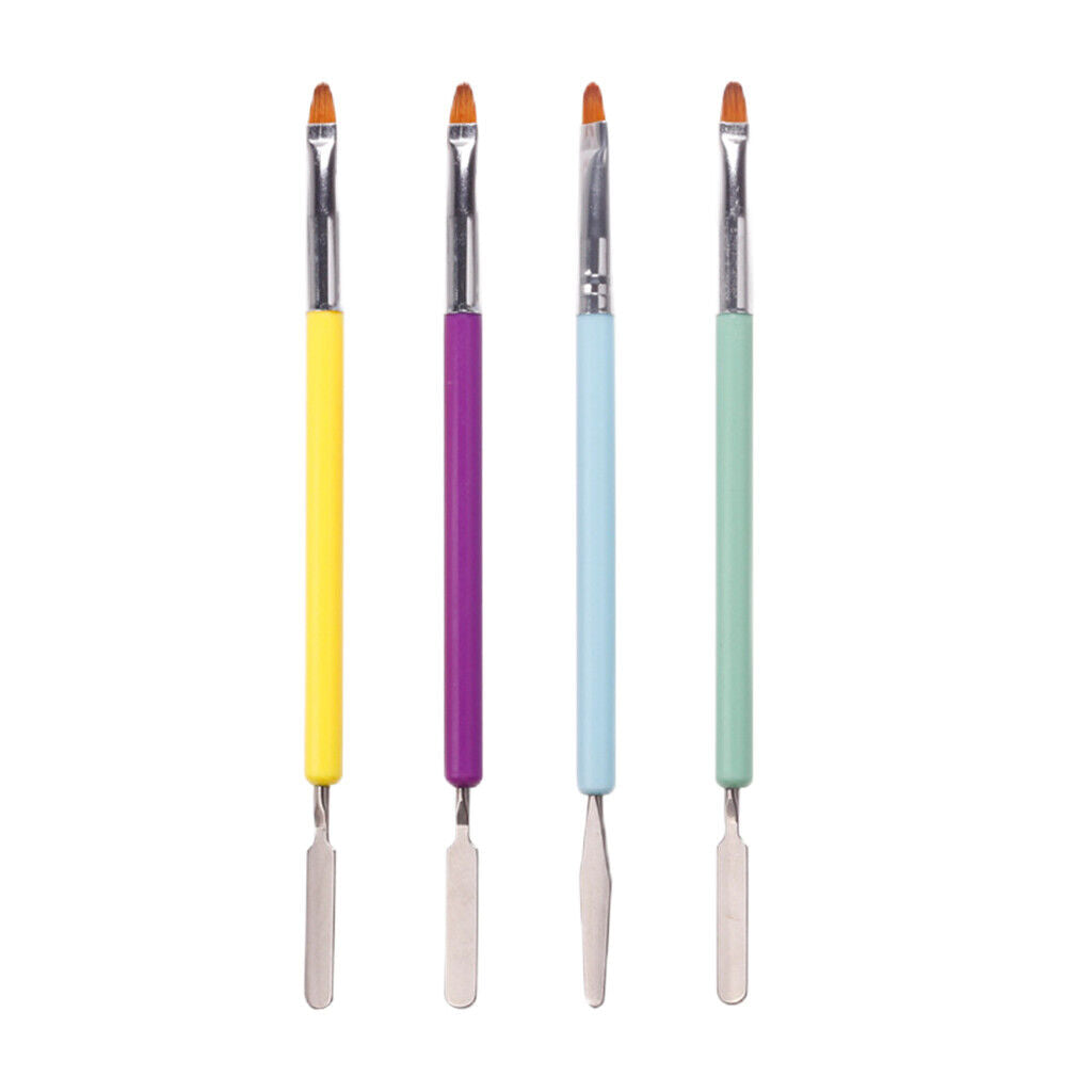 4 Pieces UV Gel Acrylic Nail Brush Drawing Painting Round Home Salon Use