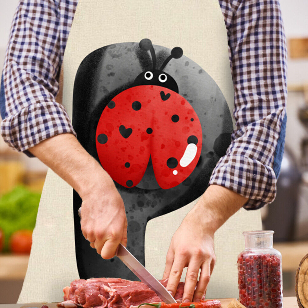 Insect P Print Apron Linen Waterproof Cooking Bibs Home Pinafore (68x55cm)