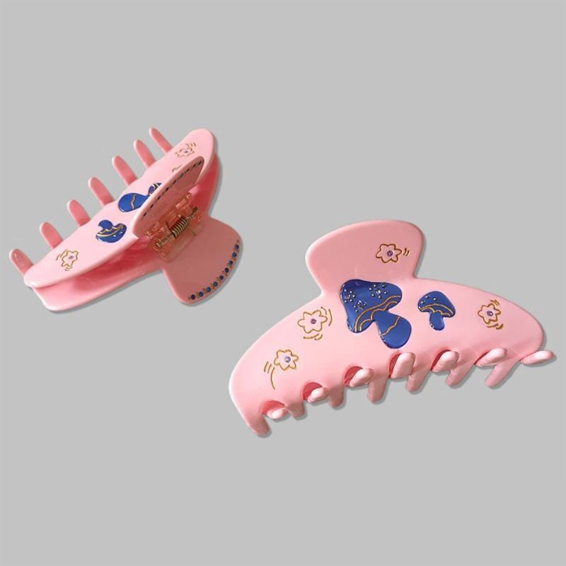 Women Girls Hair Claw Clips with Cartoon Mushroom Decors Women Hair Jaw Clamp