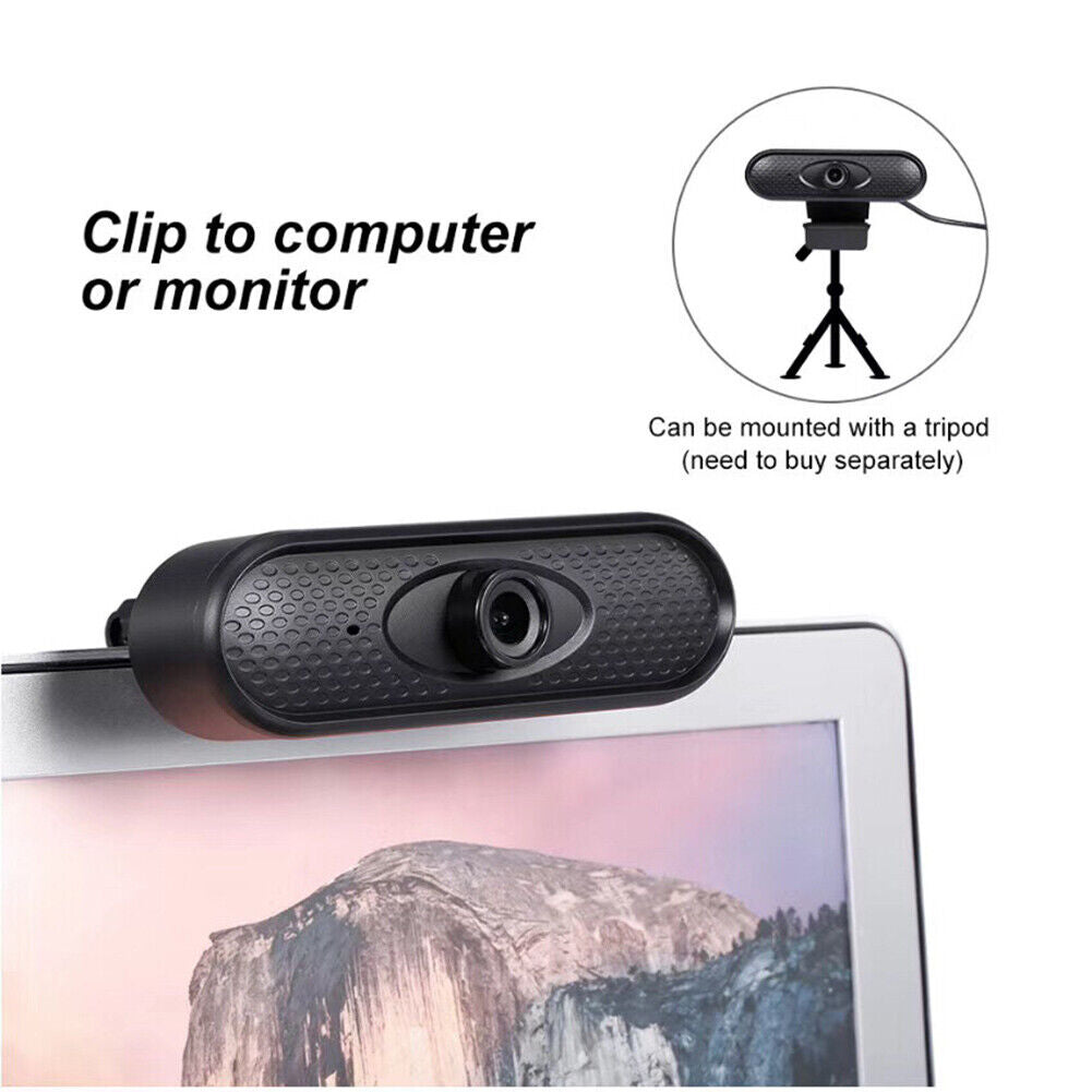 2MP USB Webcam with Built-in Mic Manual Focus 1080P HD PC TV Web Camera