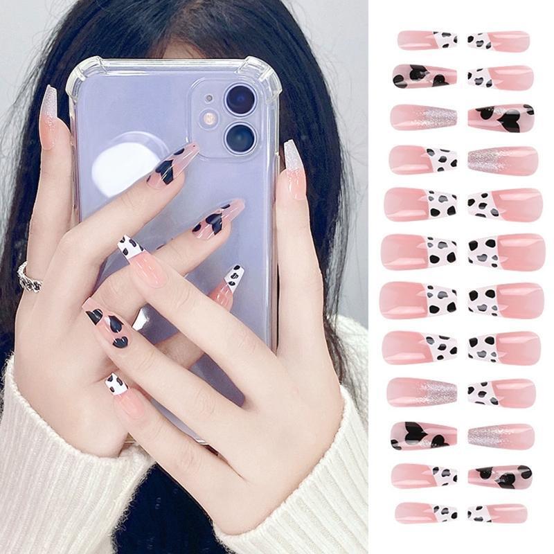 Press On Nails Cow Print Wearable False Nails Art DIY Fashion Manicure Tool