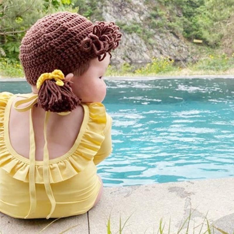 Newborn Photography Props Knitted Crochet Hat Baby Infants Braided Beanie Cap