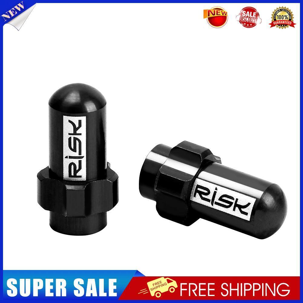 2pcs RISK MTB Bike Tire Valve Cap Inner Tube Valve Dust Cover (Black FV18)