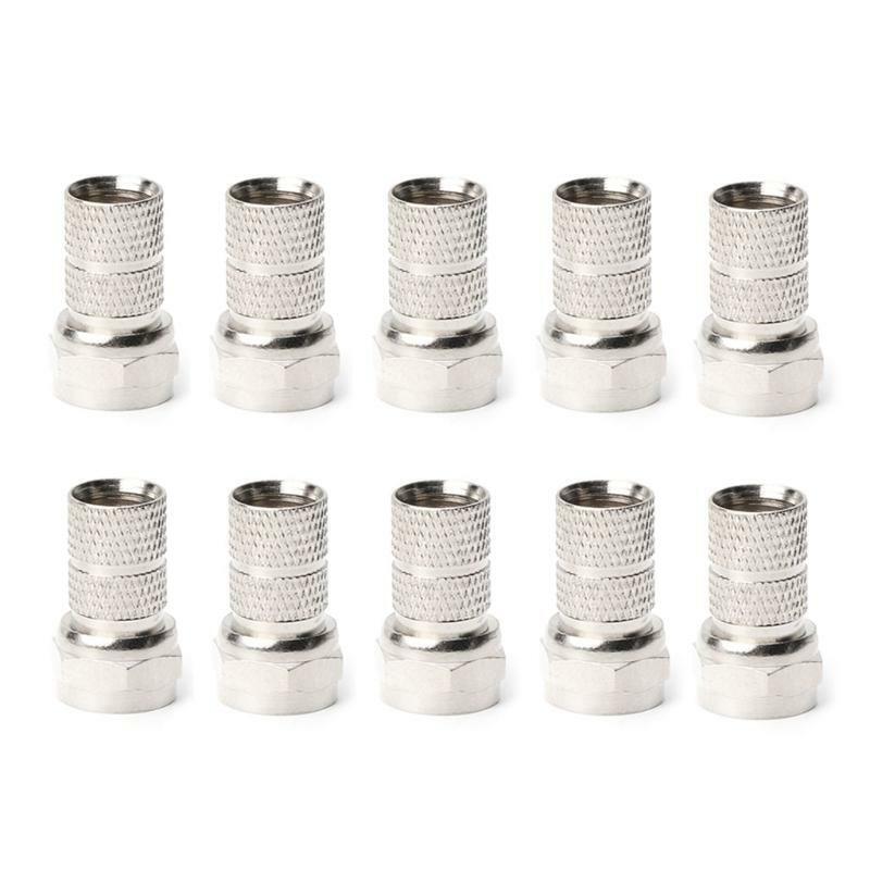 10Pcs F type Satellite Plug for Coaxial Cable RG6 Satellite TV Antenna Connector