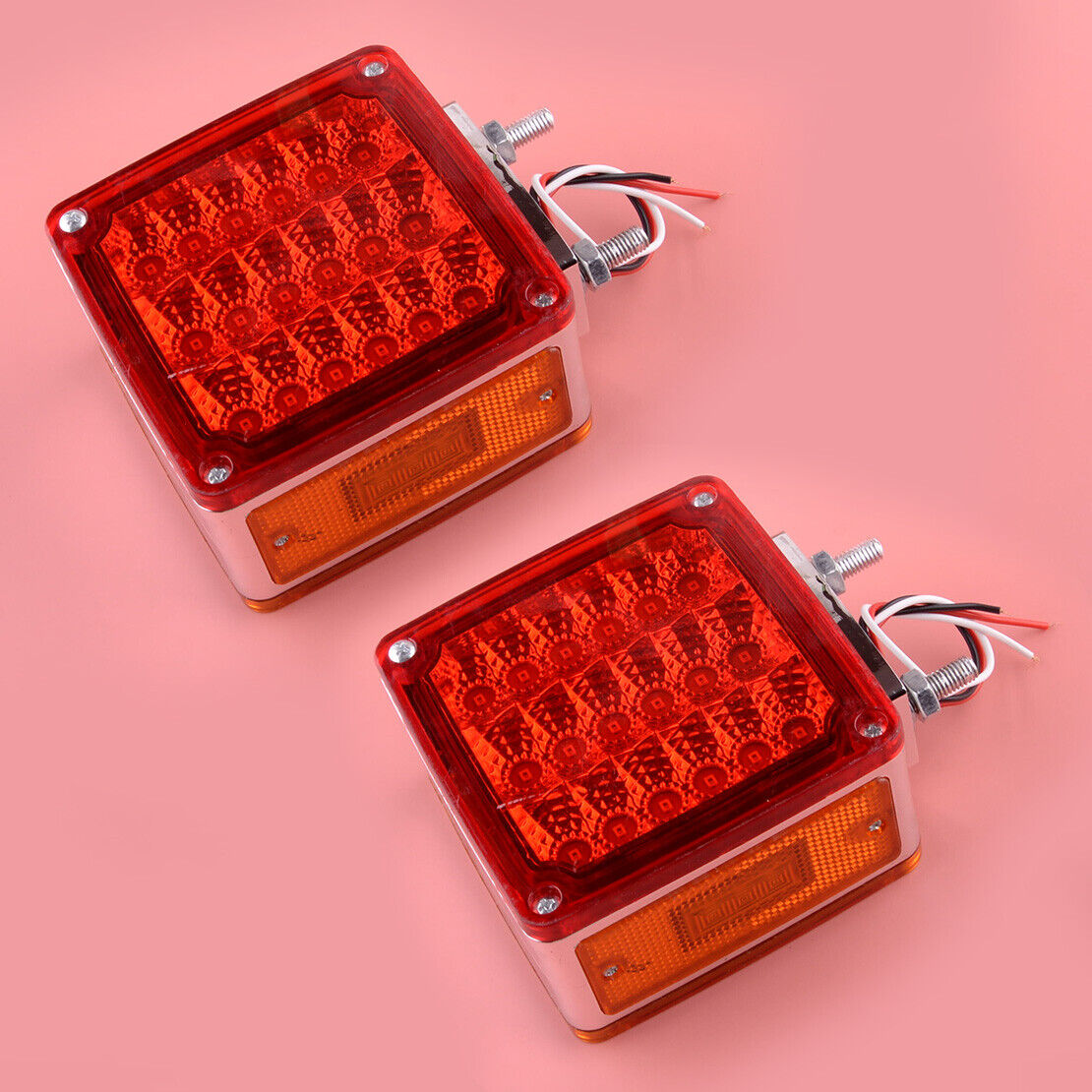 2pcs Square Dual Face Marker Turn Signal Light Fender LED Lamp Universal