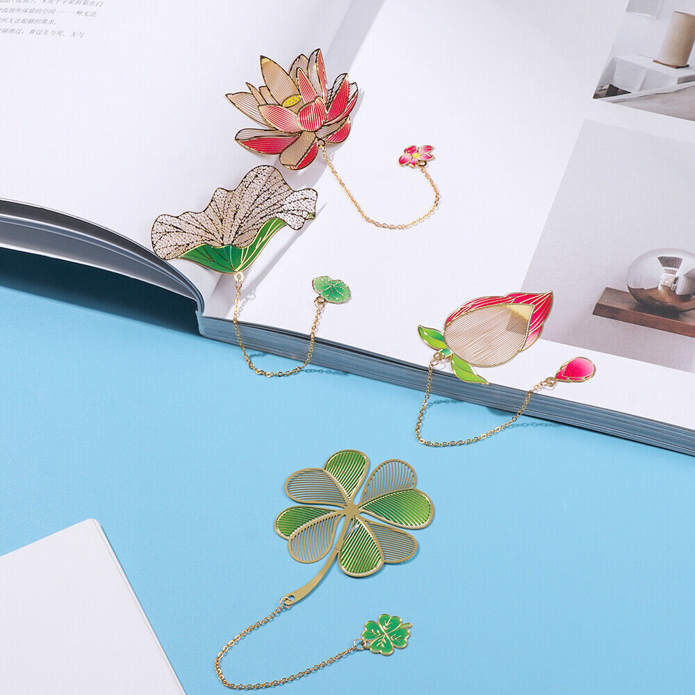 Chinese Style Metal Pendant Pagination Mark Painted Brass Bookmark Book Clip