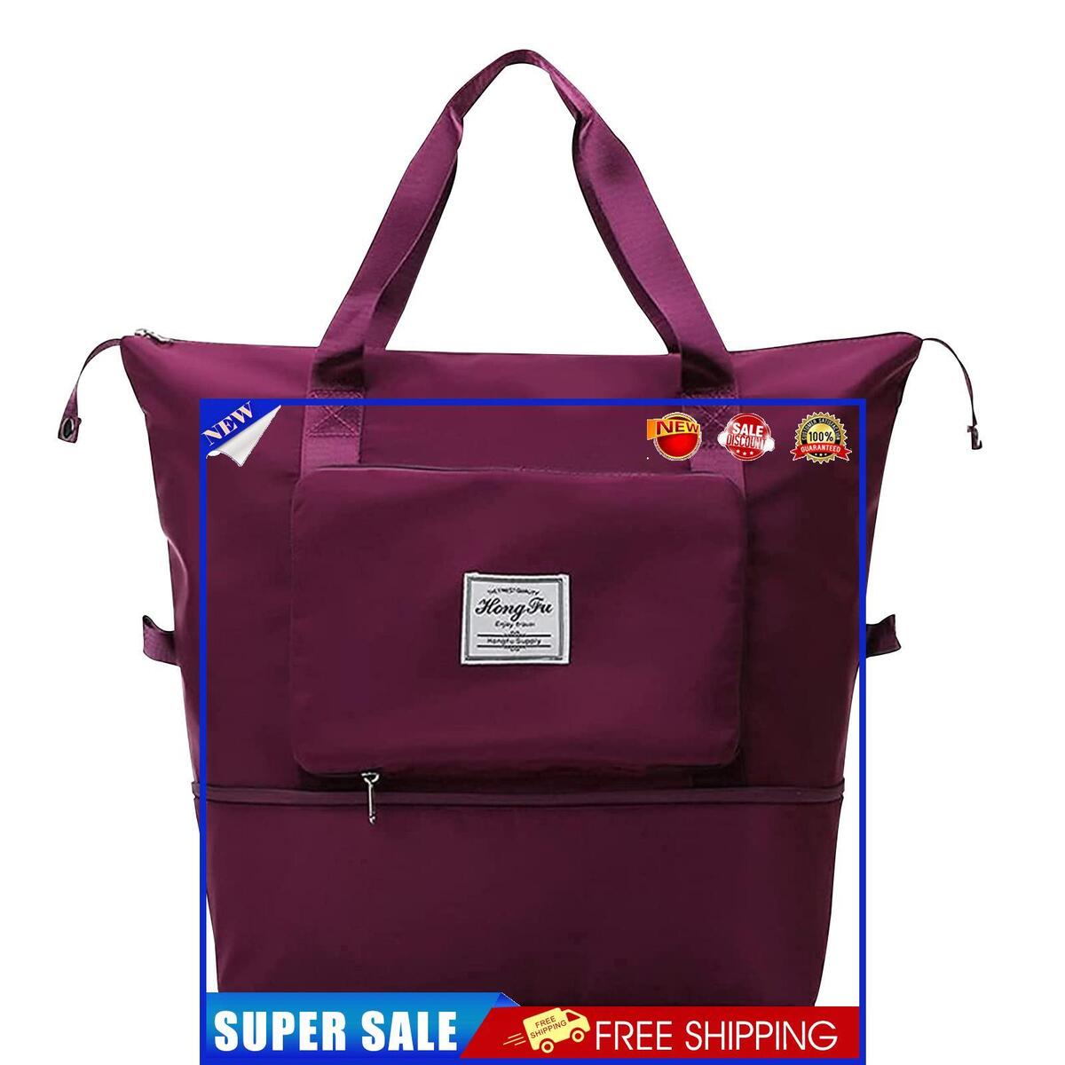 Travel Bag Large Capacity Folding Sports Bag Waterproof Women Bag (Red)