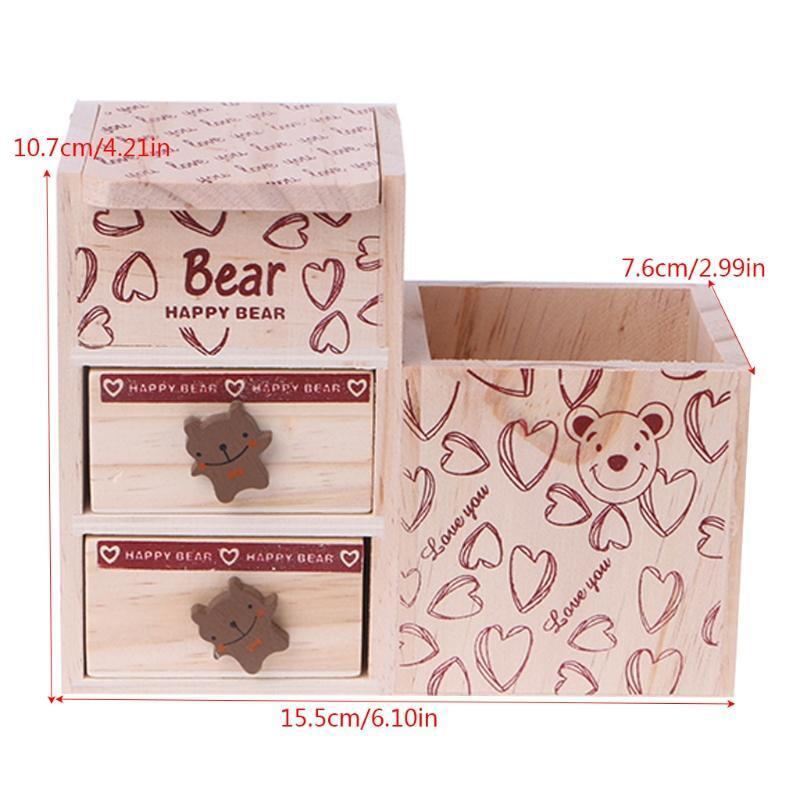 Desktop Storage Box Little Bear Drawer Case Holder Pen Makeup Organizer