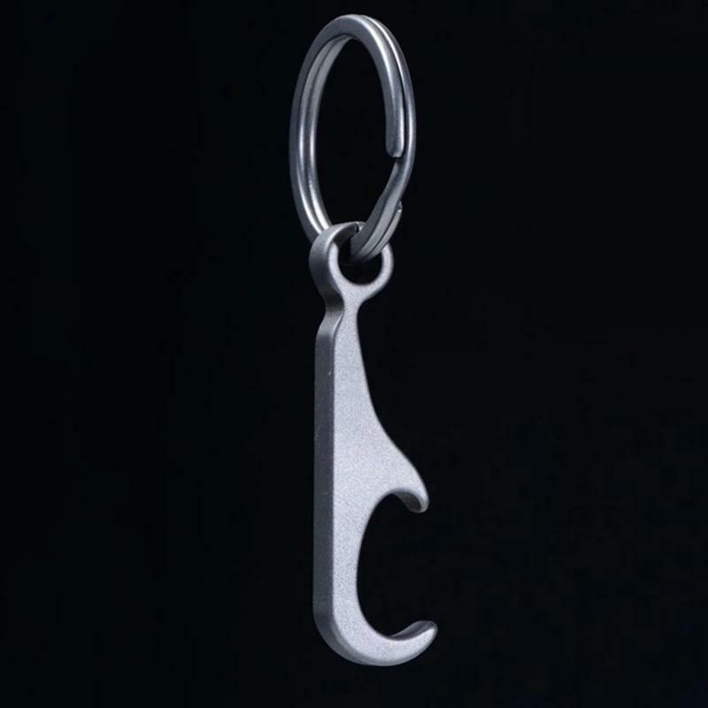 TC4 Titanium Alloy Creative Mini Beer Bottle Opener Keychain with Key Rings EDC