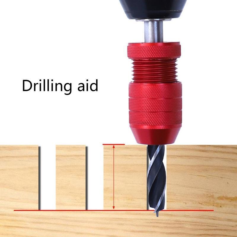 Adjustable Drill Bit Stopper Step Twist Drill Positioner Tool Aluminum Alloy