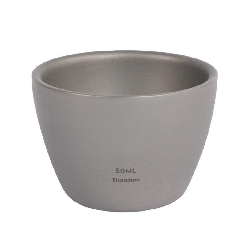 Outdoor Camping 50ml Titanium Wine Water Tea Cup Double-Wall Sake Whiskey Mug