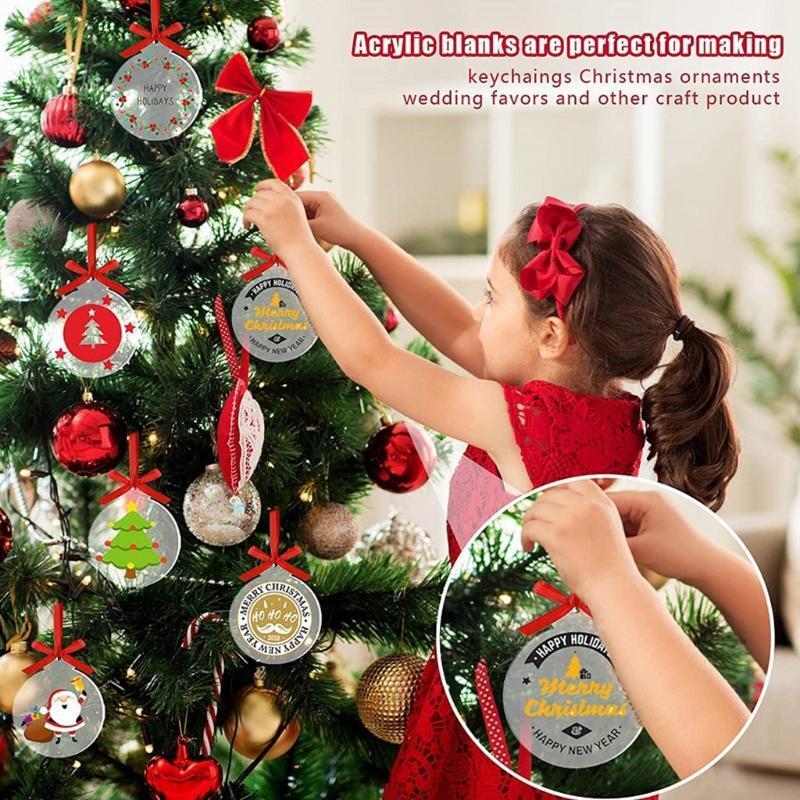 30PCS Acrylic Clear Christmas Baubles Round Garland Christmas Decoration Outdoor