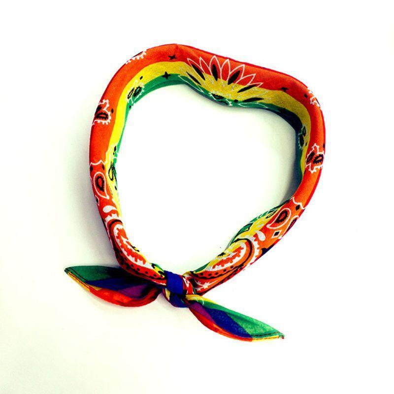 Rainbow Paisley Bandana Square Scarf Wrap Headband Motorcycle Sports Wristband