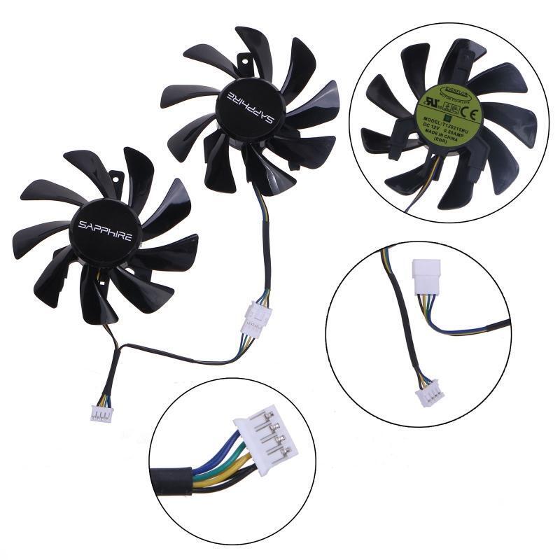 2PCS 85MM Graphics Card VGA Fan T129215BU 4Pin 12V 0.5A Cooler Fan for Sapphire