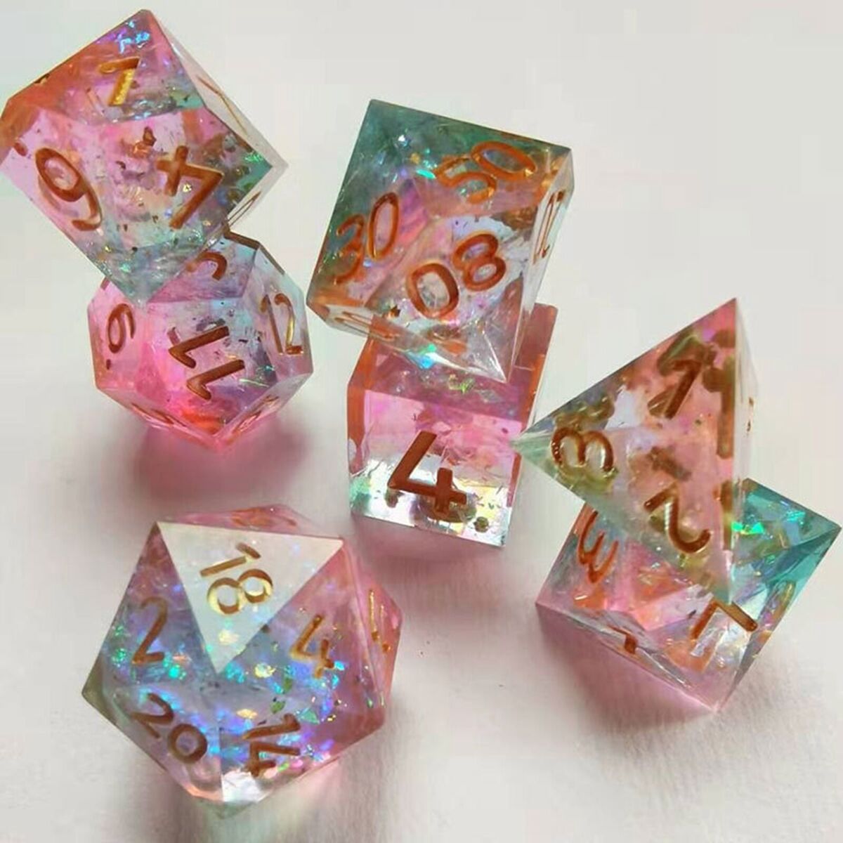 7pieces/Set Acrylic Polyhedral Numeral  for  Play Party Board Game