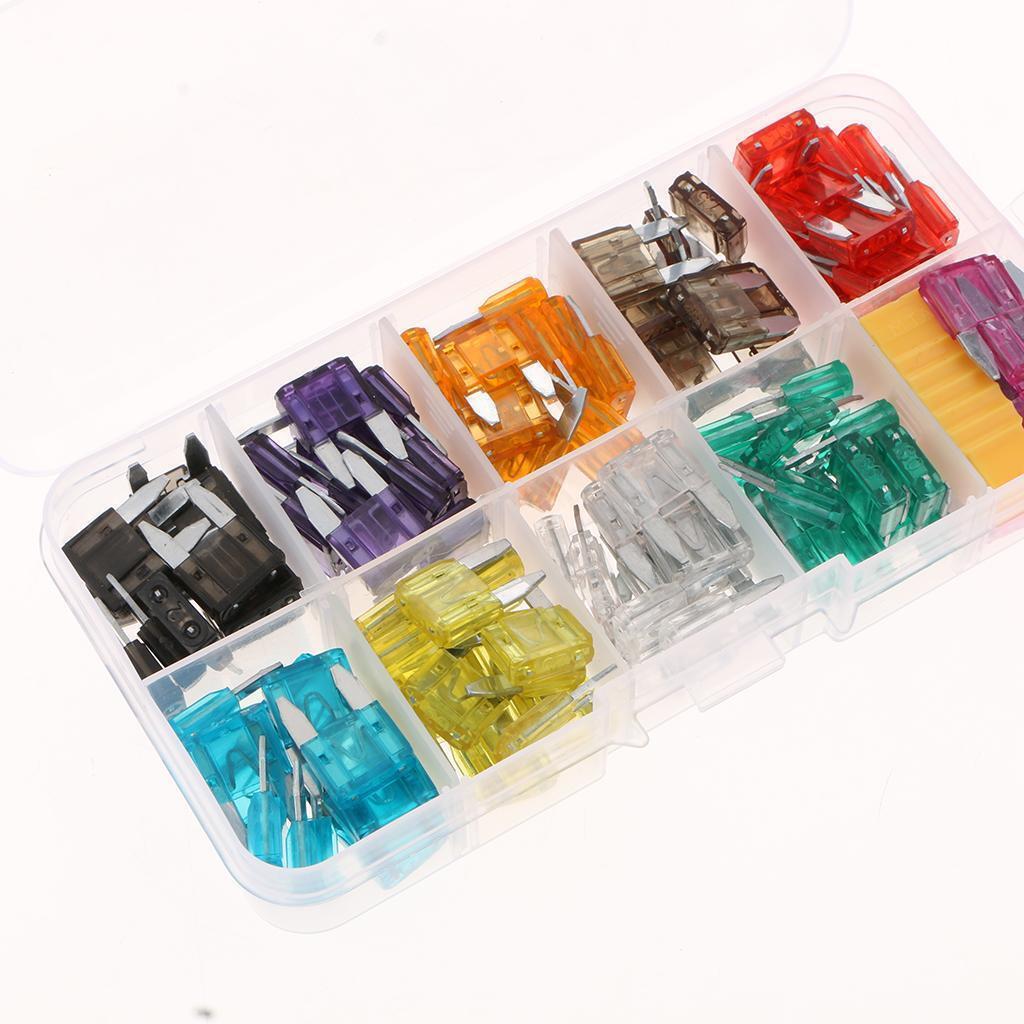 120pcs Auto Car Fuses Assortment Kit 2A-35A With Fuse Puller & Storage Box