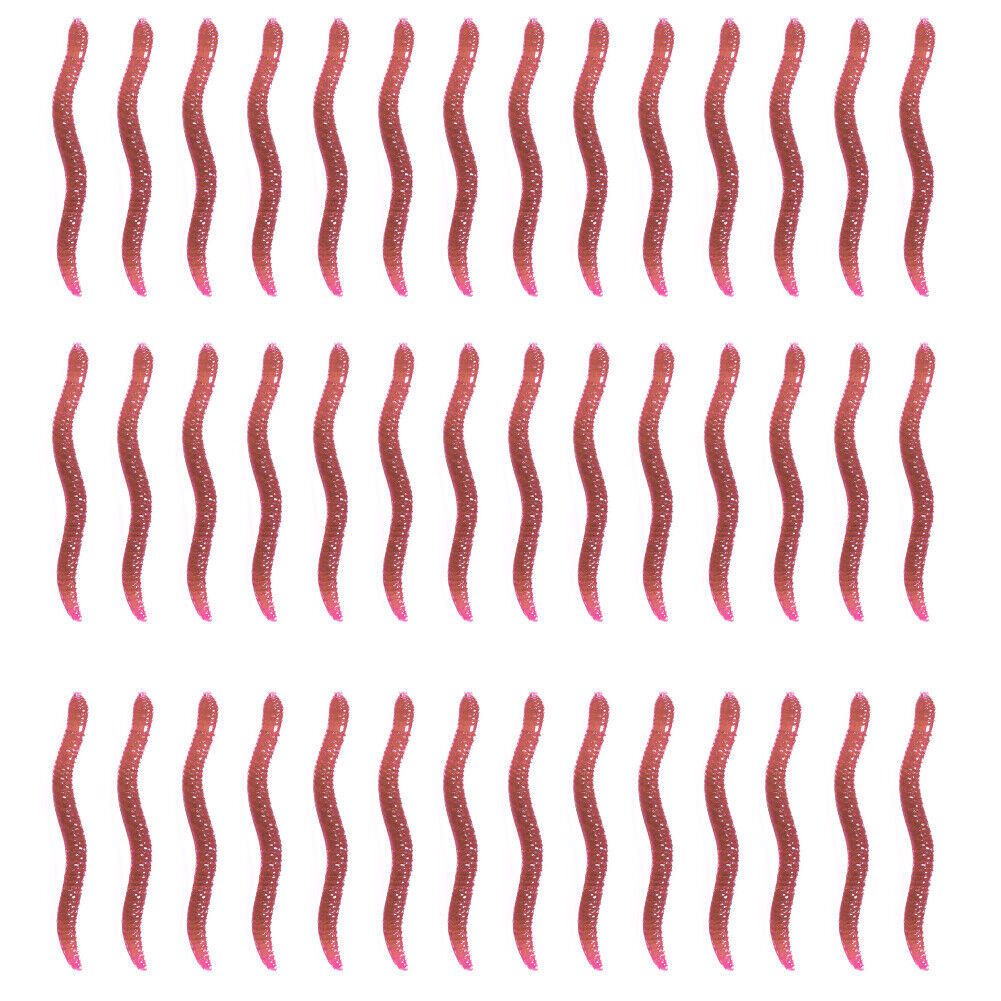 50pcs Red Worm Soft Lure Earthworm Shrimp Bass Fishing Bait (8cm Red Brown)