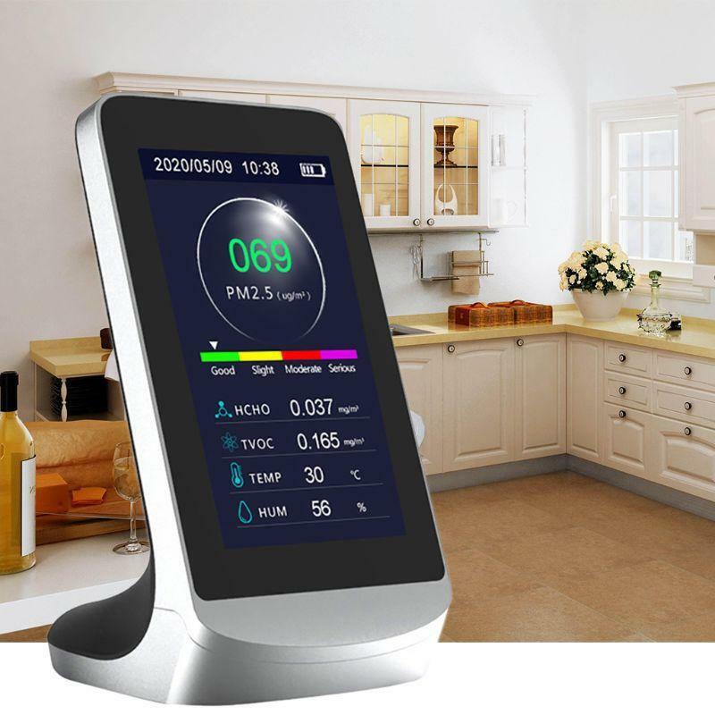 Digital Air Quality Monitor PM2.5 HCHO/TVOC AQI Gas Detector w/ History Function