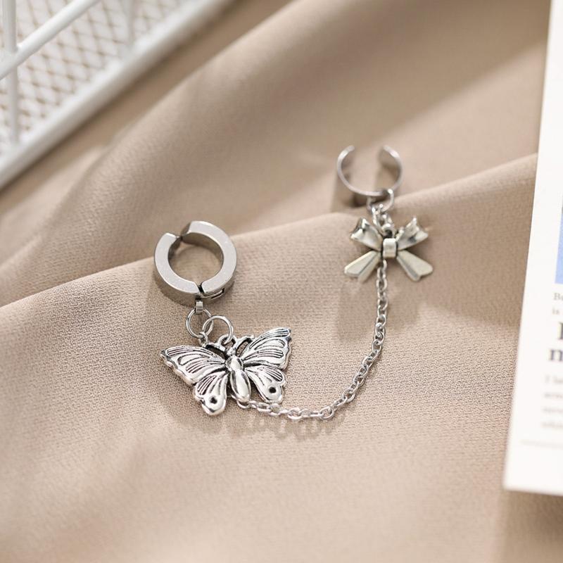One-peice Cross Tassel Clip Earrings for Women Teens Ear Cuffs Alloy Hip Hop