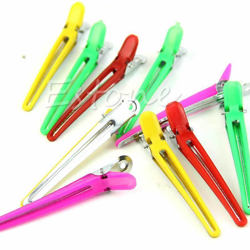 New 10 Pcs Colorful Hairdressing Sectioning Clips Clamps Hair Salon Styling Grip