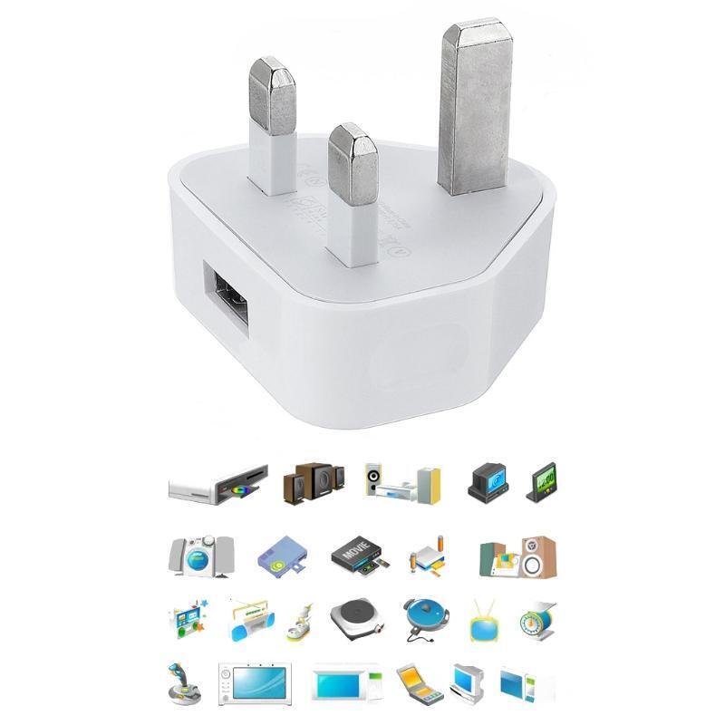 UK 3 Pin Power Plug USB Charger For Phones Humidifiers Air Purifiers Massagers