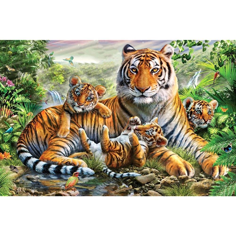 Diamond Embroidery DIY Diamond Painting Tiger Family Forest Cross Stitch