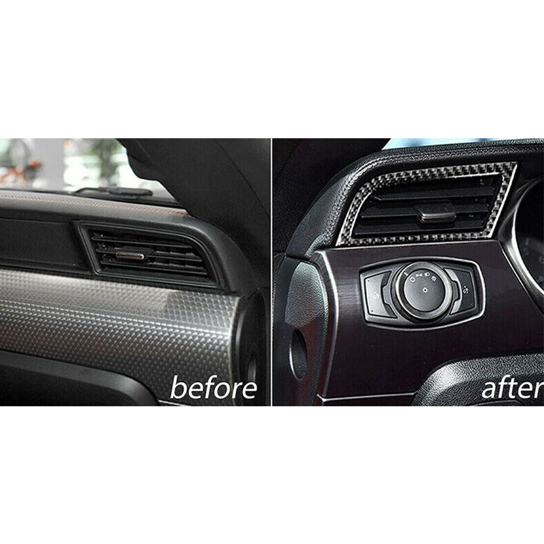 2pcs Carbon Fiber Dashboard Air Vent Outlet Cover Trim Fit For Mustang 2015-2020
