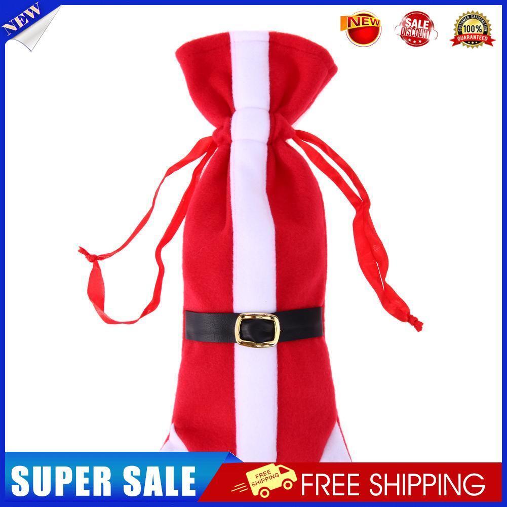 1pc Christmas Non-woven Belt Buckle Wine Bottle Cover Bag Party Table Decor