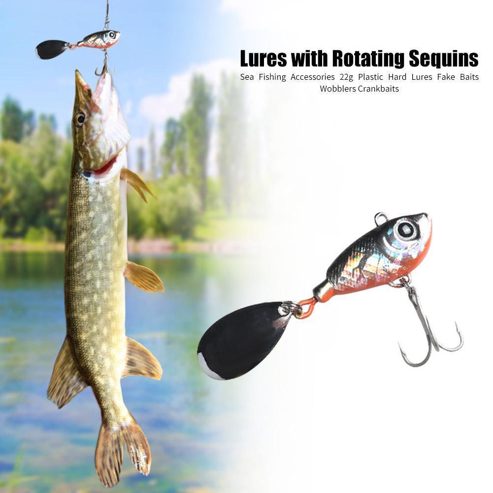 22g Plastic Long-cast Iron Plate Hard Lures with Rotating Sequins (Black)