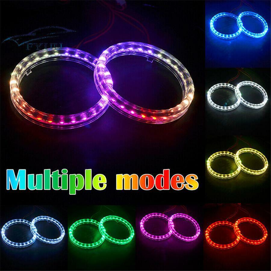 Pair 95mm 12V-24V APP Control RGB LED Angel Eyes Light Waterproof Decor Lights