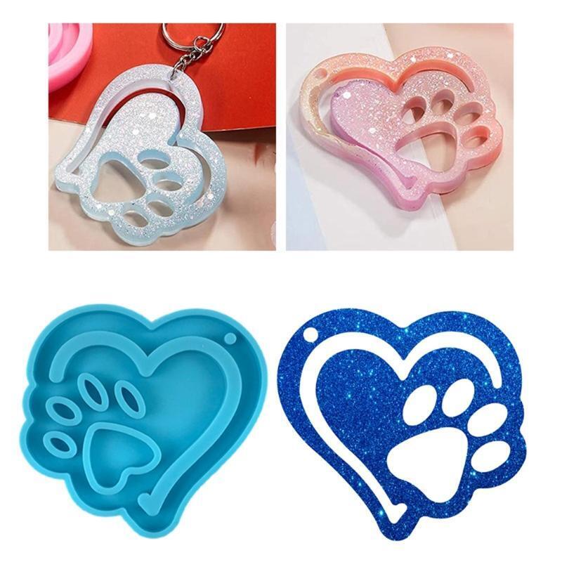 3 Pcs Love Heart Keychain Decorative Silicone Mould Love Dog Paw Footprint Mould