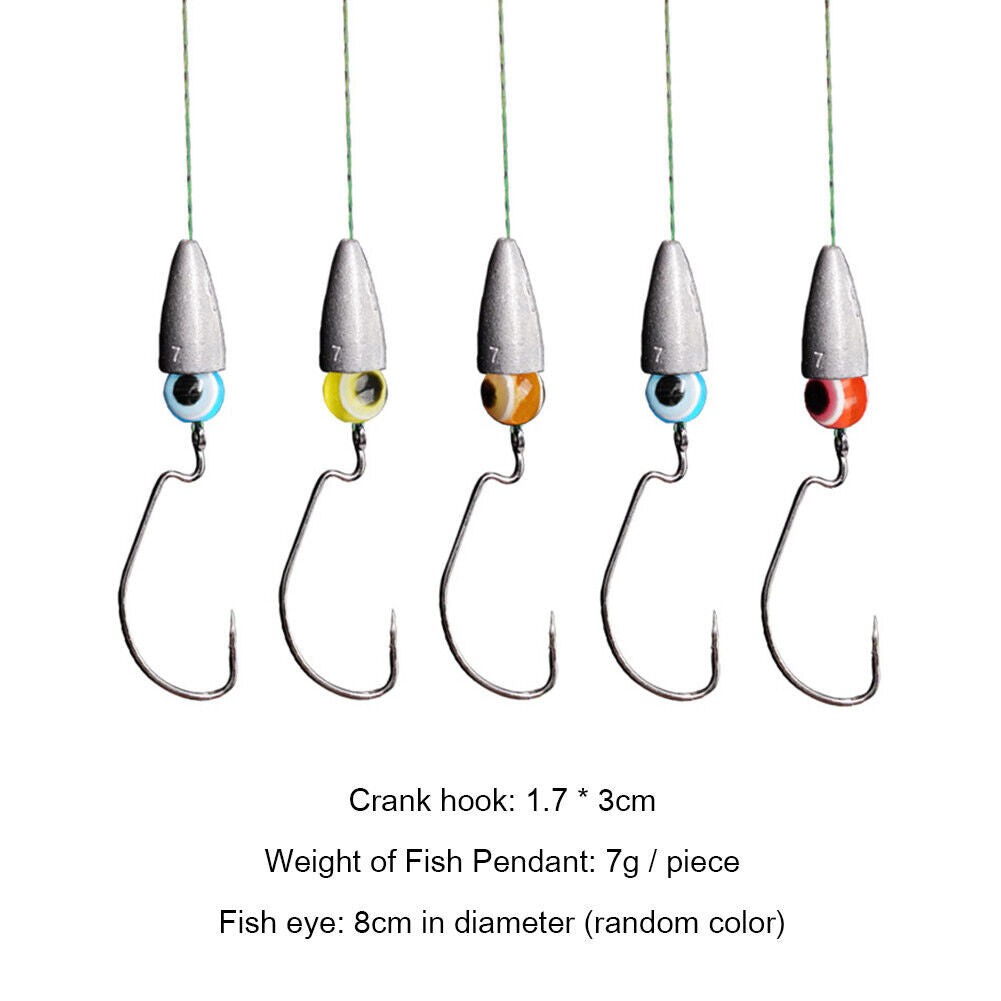 5pcs/Lot Texas Rig Set Hooks for Bass Fish Carolina Fishing Rigged Tackle