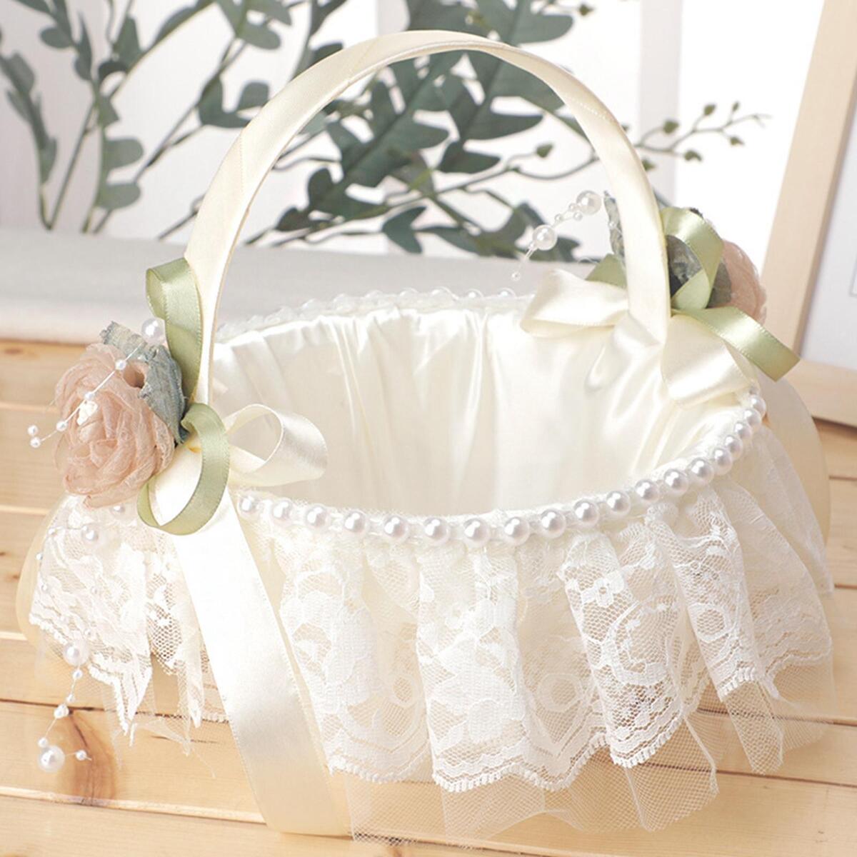 Delicate Wedding Flower Girl Basket for Party Bridal Accessories Ornament