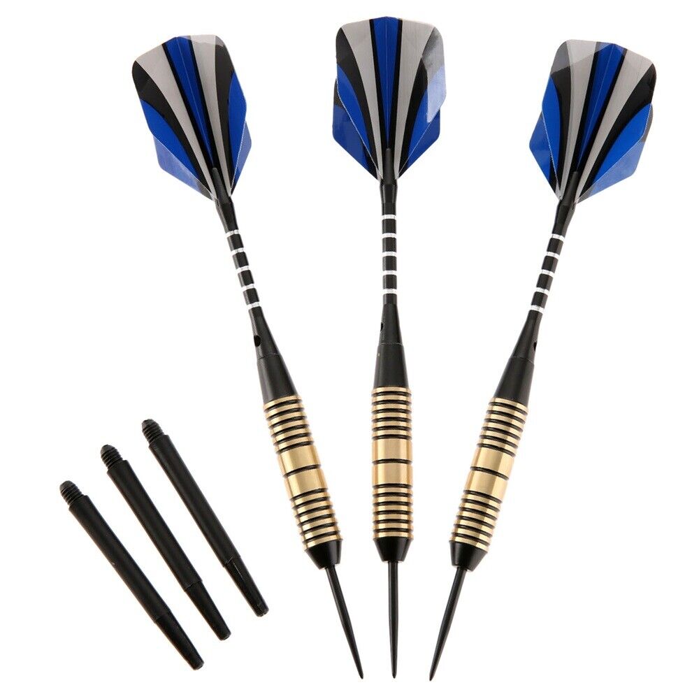 3pcs/Box Professional Brass Barrel Darts Set Blue Flights Indoor Sport Games 26g